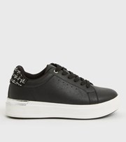 New Look Black Boucle Metal Trim Lace Up Trainers